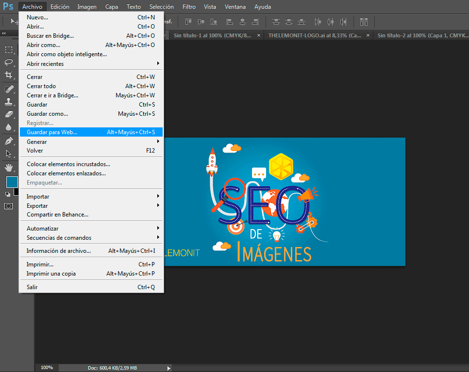 Guardar para web para el SEO de las imágenes Guardar para web para el SEO de las imágenes