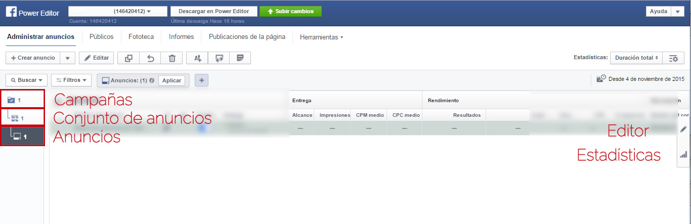 Configuración del power editor Configuración del power editor de Facebook