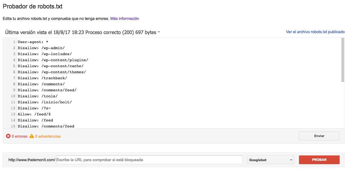 Robots.txt - Google Webmaster Tools Probador de Robots.txt - Google Webmaster Tools